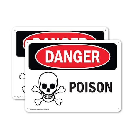 Signmission Poison Danger Sign, Plastic, 14in W x 10in L, 2PK OS-2PACK-DS-P-1014-L-1531